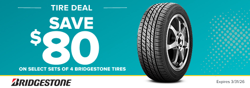 Bridgestone 4 Tire $80 Mail In Rebate 03-01-2026 through 03-31-2026